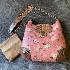 Michael Kors designer leather and python floral design shoulder bag